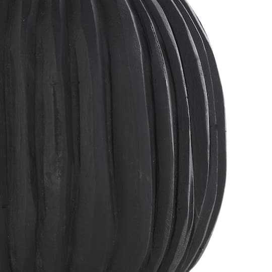 Black Teak Wood Carved Orbs Set